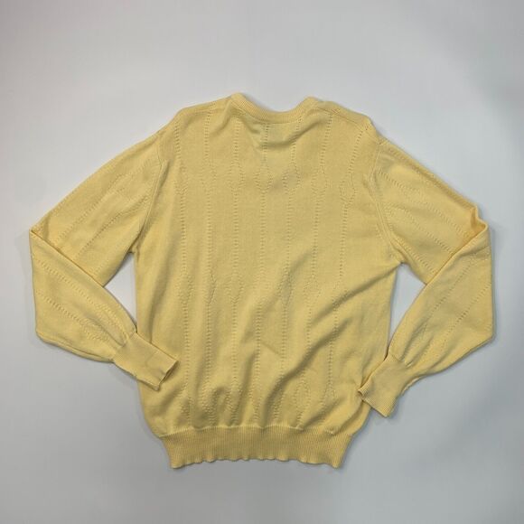 Vintage Tourney Sportswear Sweater Mens M Medium Yellow V Neck Cotton Made USA - Picture 3 of 9